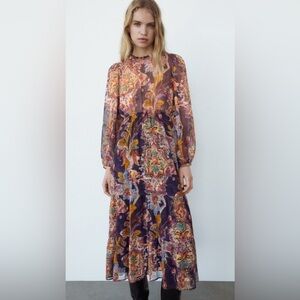 ZARA Boho Paisley Midi Dress – Size S